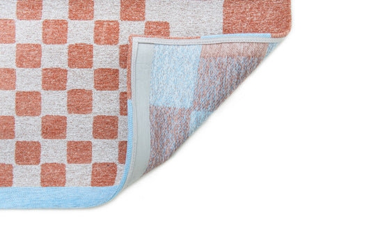 8' x 11' Blue and Red Geometric Non Skid Area Rug