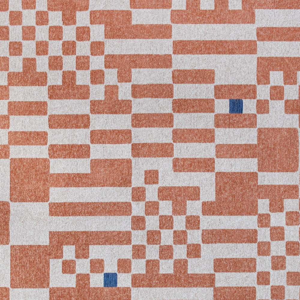 8' x 11' Blue and Red Geometric Non Skid Area Rug