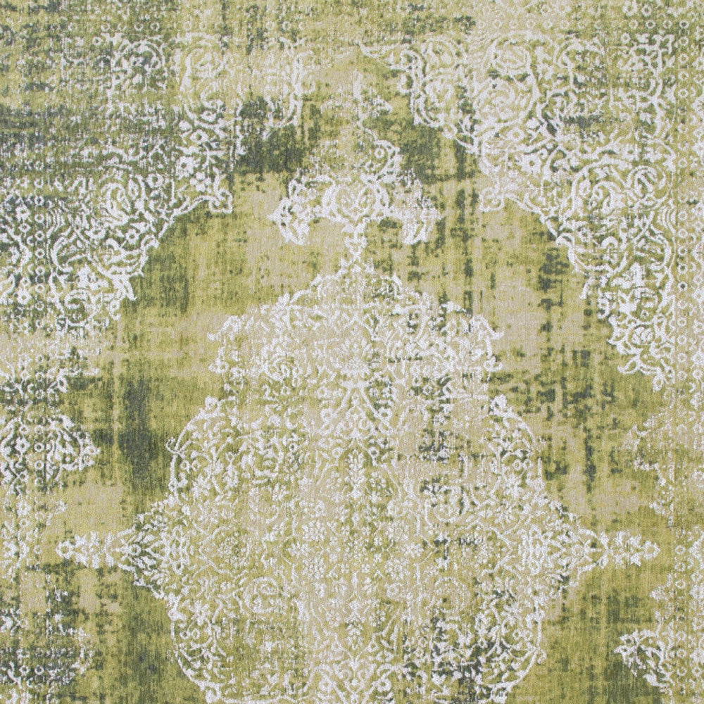 8' x 11' Green and White Oriental Non Skid Area Rug