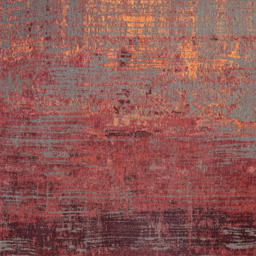 7' x 9' Red and Gray Abstract Non Skid Area Rug