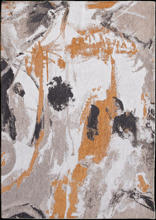 5' x 7' Gray and White Abstract Non Skid Area Rug