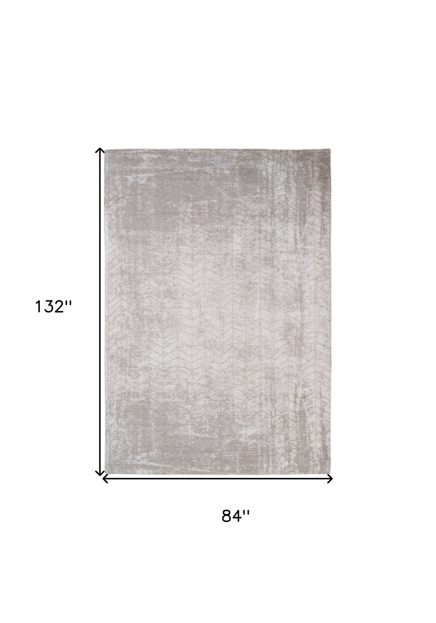 8' x 11' Gray and White Chevron Non Skid Area Rug