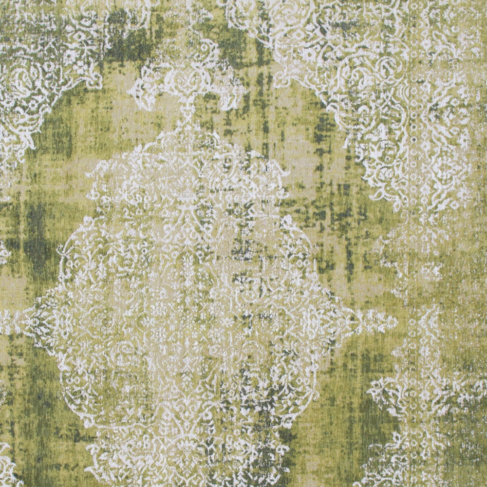 3' X 5' Green and White Oriental Non Skid Area Rug