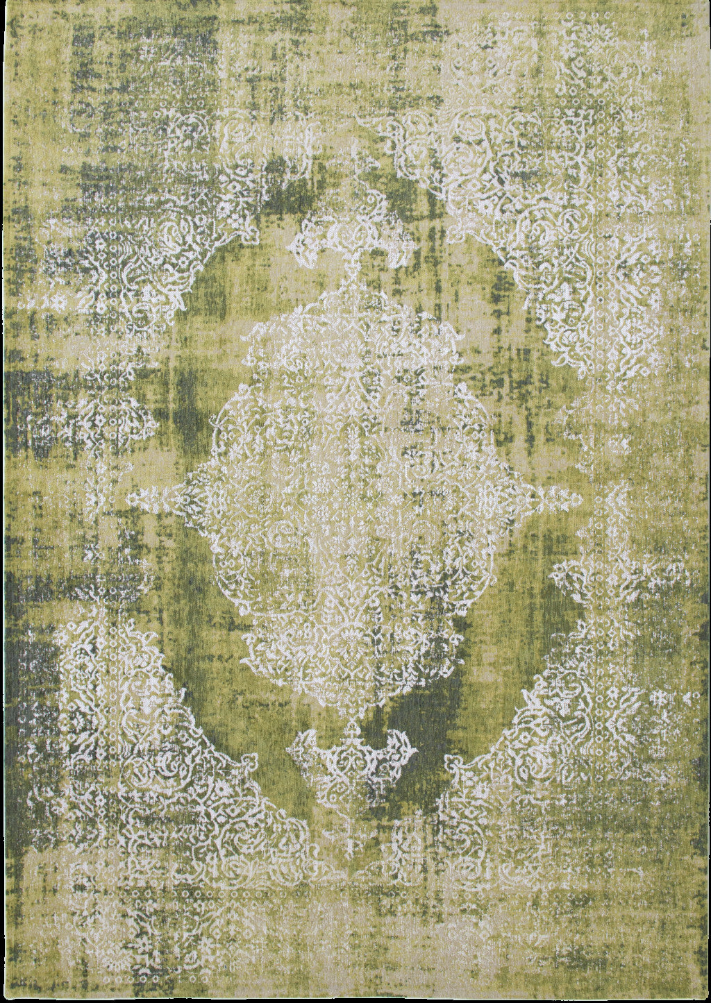 3' X 5' Green and White Oriental Non Skid Area Rug