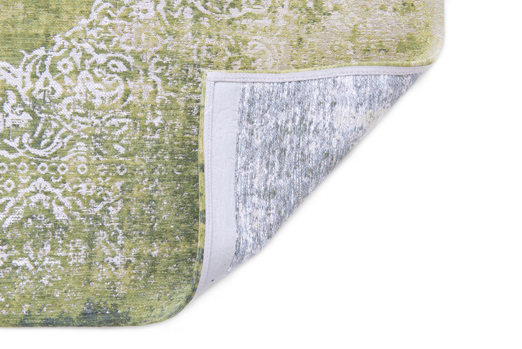 3' X 5' Green and White Oriental Non Skid Area Rug
