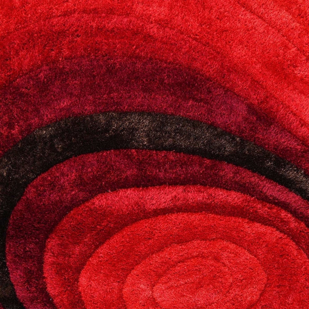 8' x 11' Red and Black Shag Hand Tufted Area Rug