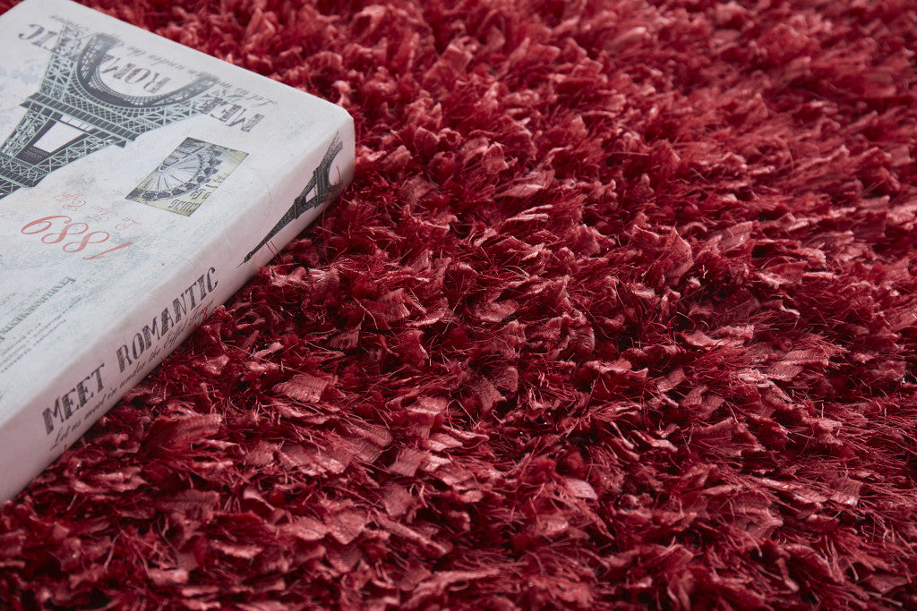 5' x 7' Red Shag Hand Tufted Area Rug