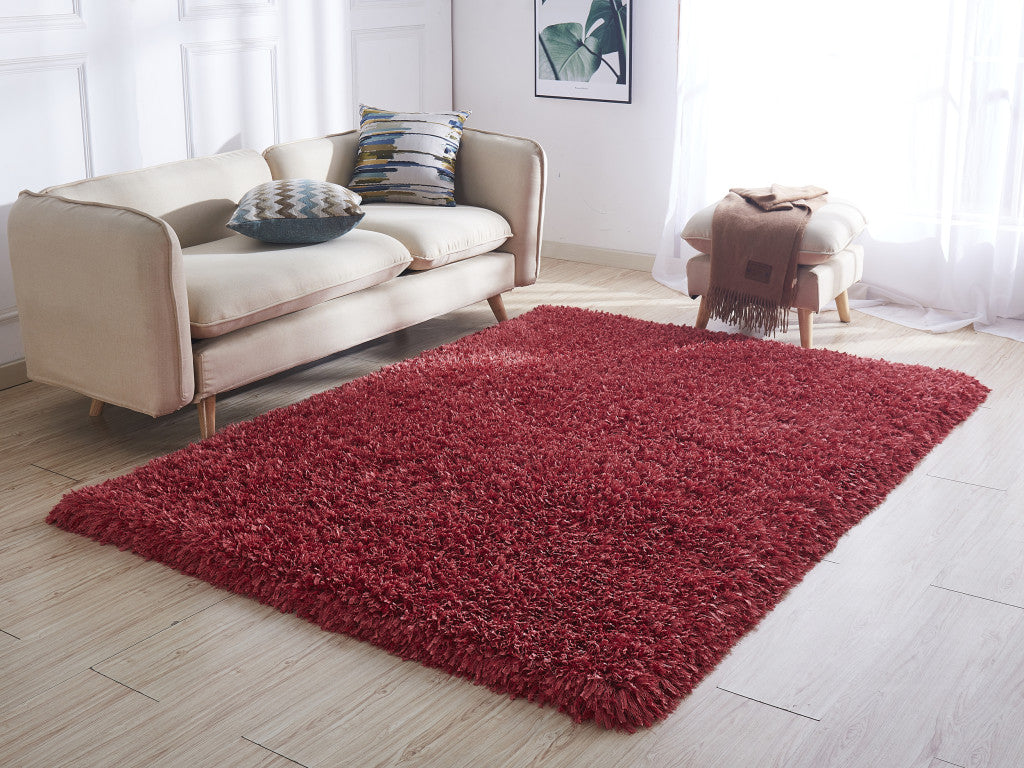 5' x 7' Red Shag Hand Tufted Area Rug
