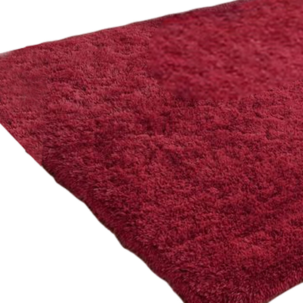5' x 7' Red Shag Hand Tufted Area Rug