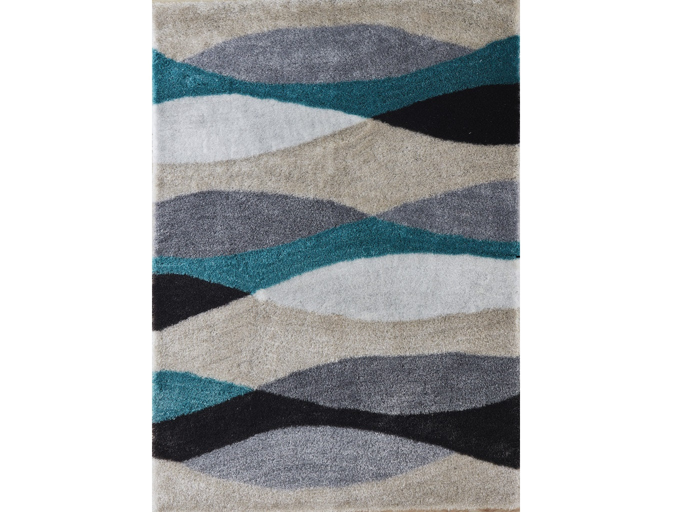 5' x 7' Gray Black and Blue Shag Hand Tufted Area Rug