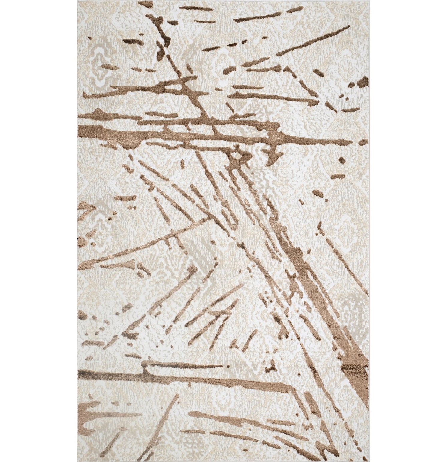 5' x 8' Ivory and Brown Abstract Area Rug