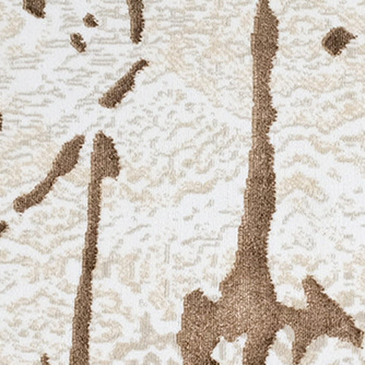5' x 8' Ivory and Brown Abstract Area Rug