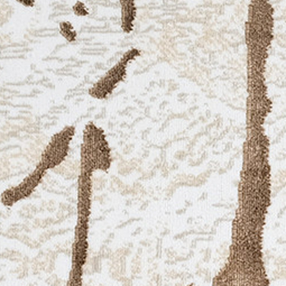5' x 8' Ivory and Brown Abstract Area Rug