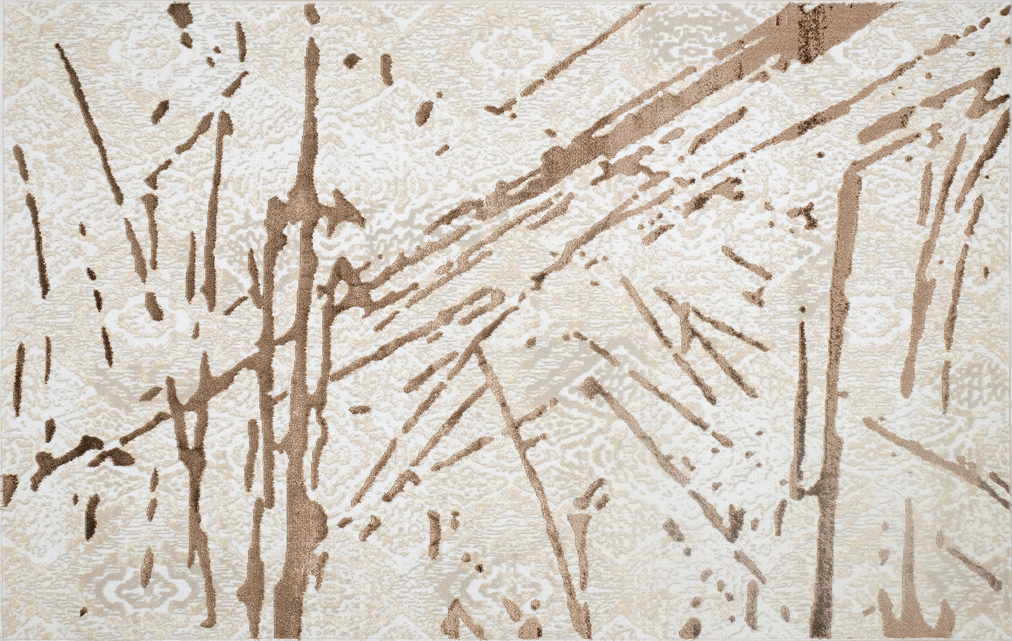 5' x 8' Ivory and Brown Abstract Area Rug