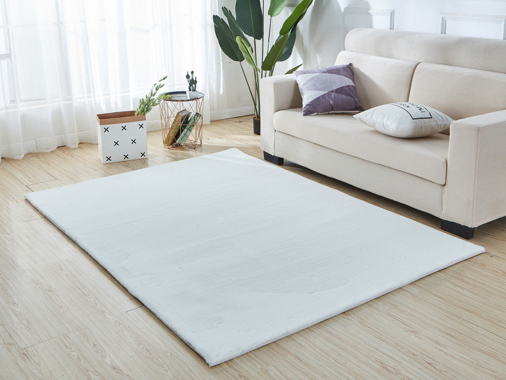 5' x 8' Light Gray Faux Fur Shag Non Skid Area Rug