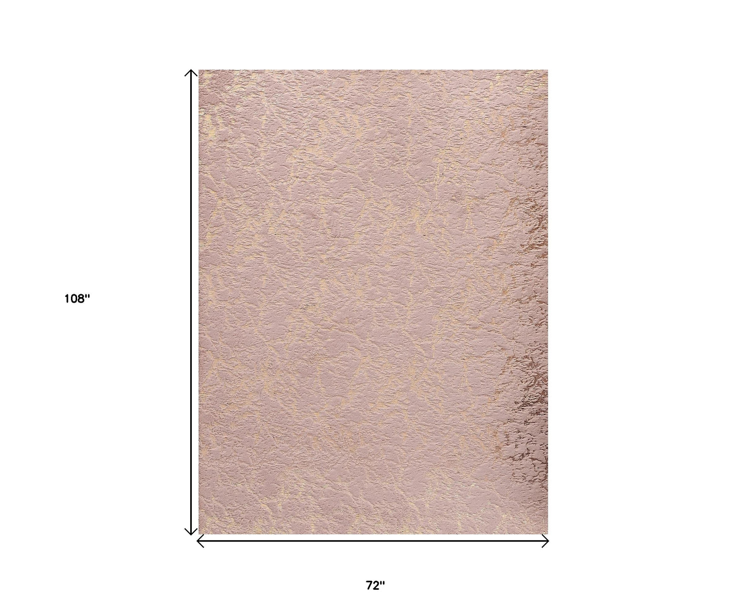 6' x 9' Pink and Gold Faux Fur Abstract Shag Non Skid Area Rug