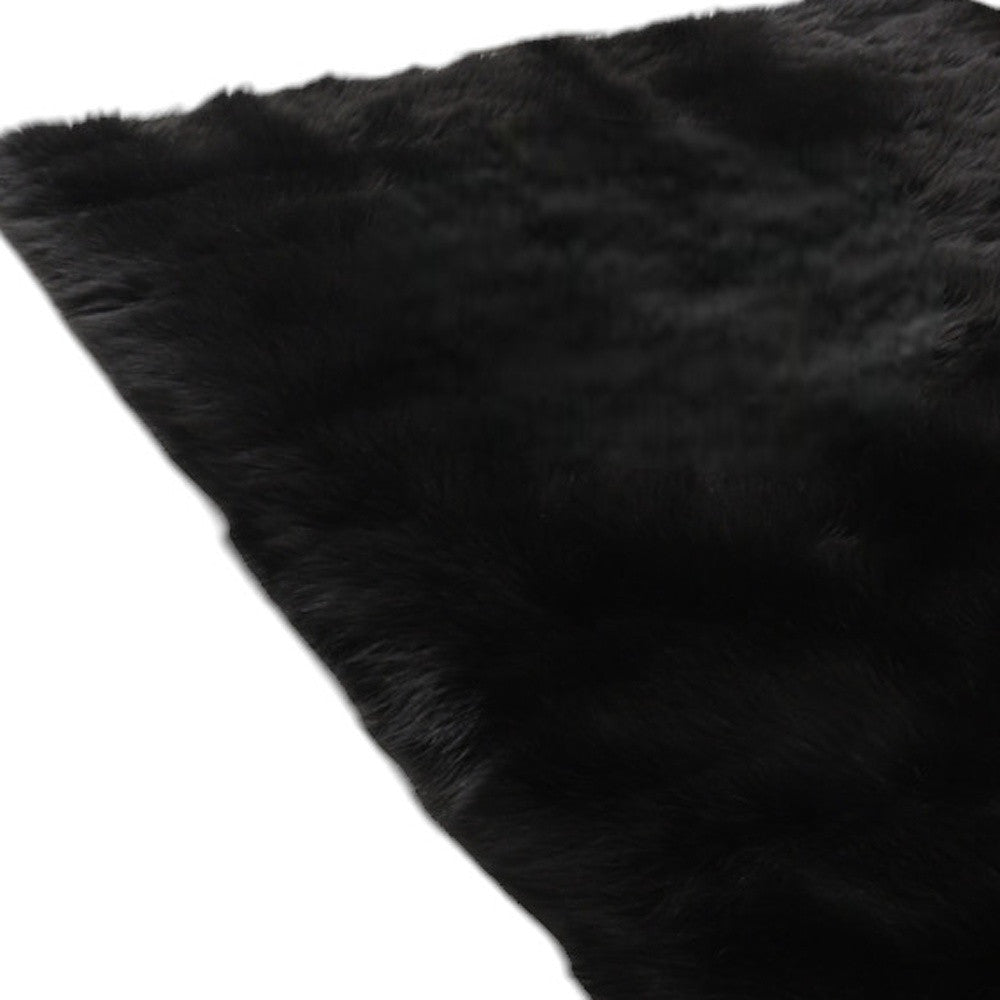 5' x 7' Black Shag Sheepskin Washable Area Rug