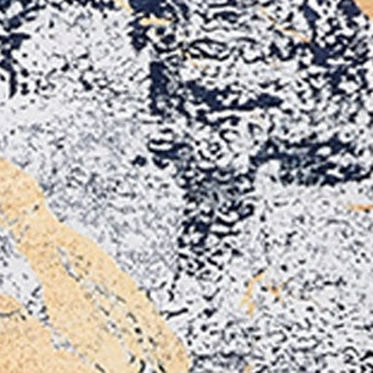 4' x 6' Blue and Yellow Abstract Shag Printed Washable Non Skid Area Rug