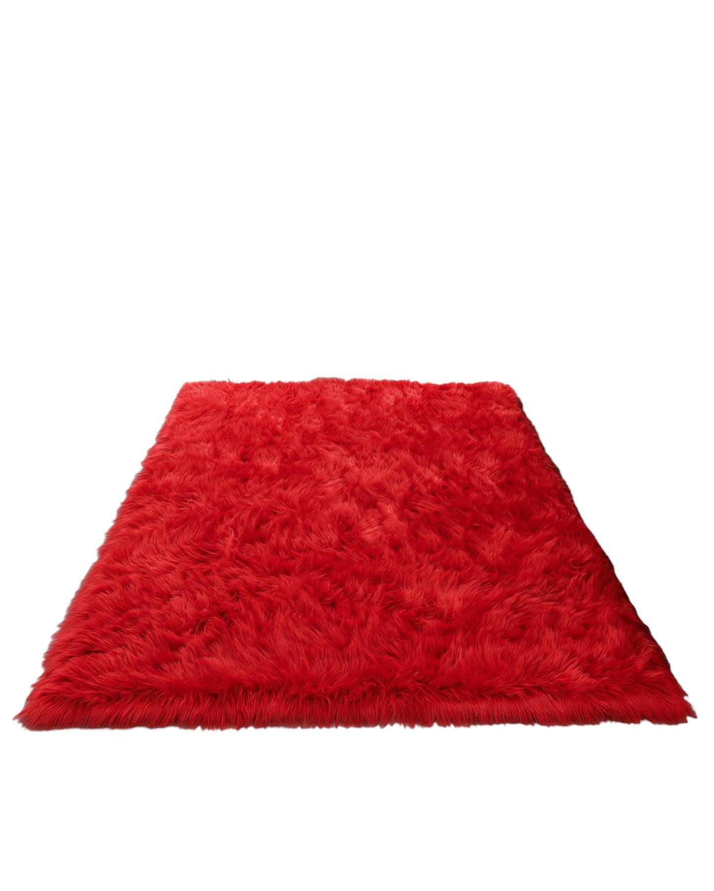 5' x 7' Red Faux Fur Shag Sheepskin Washable Area Rug