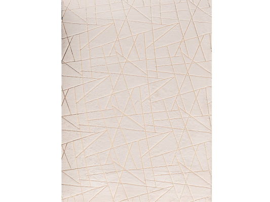 4' x 6' Beige and Gold Faux Fur Abstract Shag Non Skid Area Rug