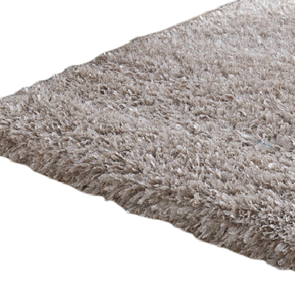 8' x 11' Beige Shag Hand Tufted Area Rug