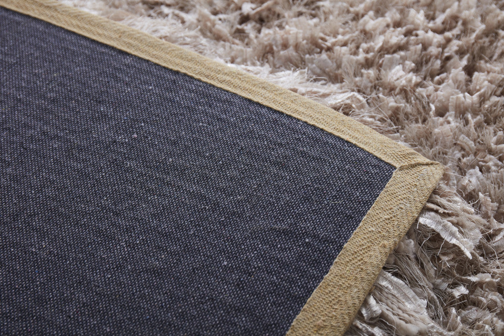 8' x 11' Beige Shag Hand Tufted Area Rug
