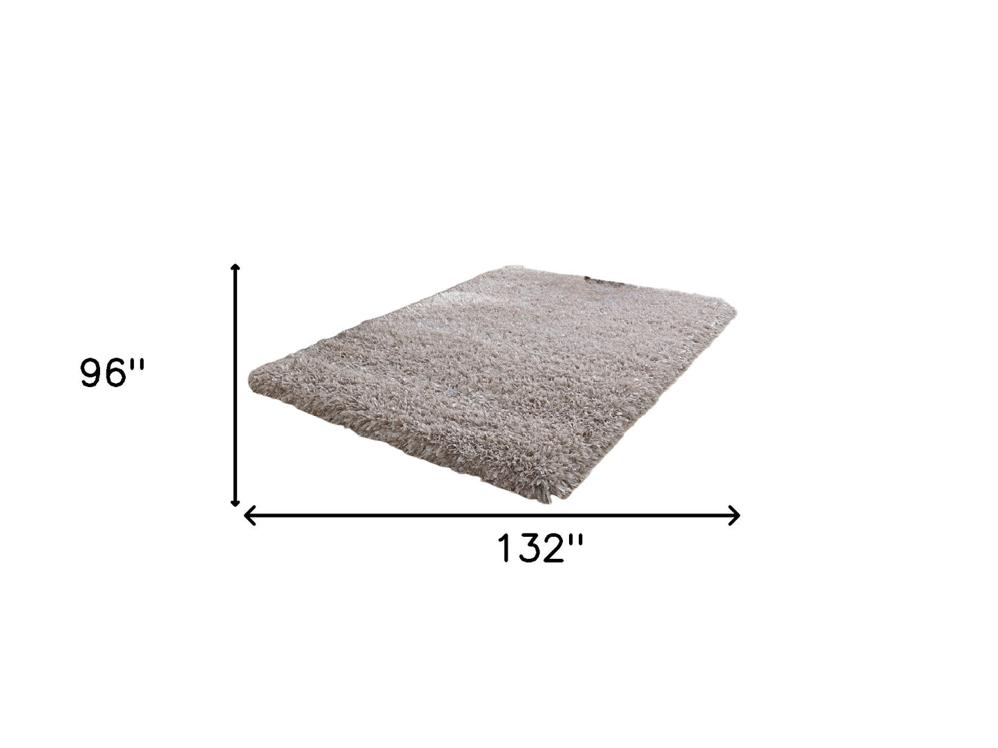 8' x 11' Beige Shag Hand Tufted Area Rug