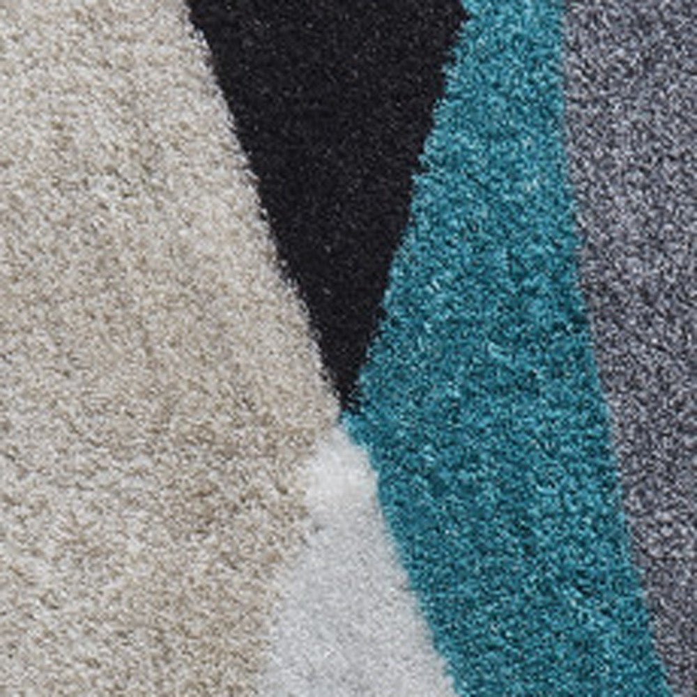 2' x 3' Gray Black and Blue Shag Hand Tufted Area Rug