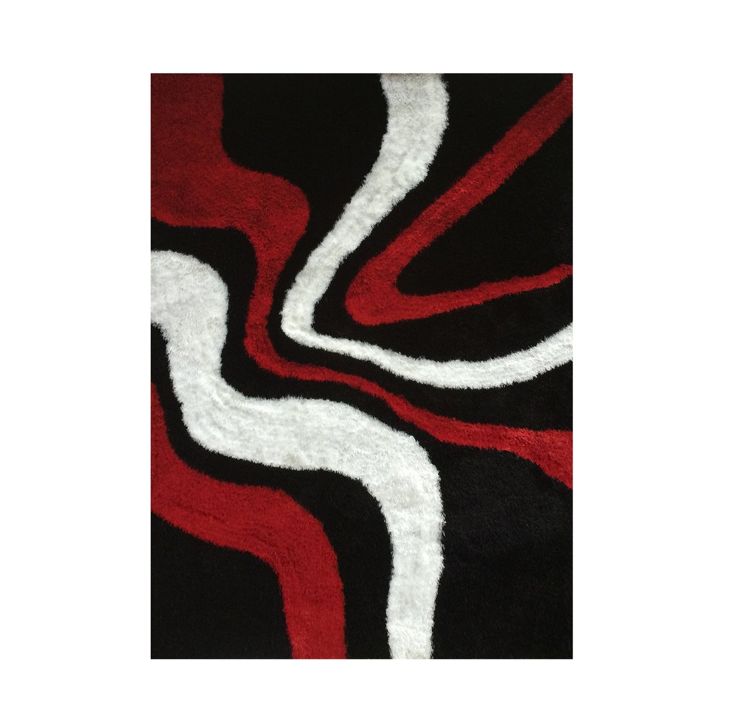 5' x 7' Black and Red Shag Hand Tufted Area Rug