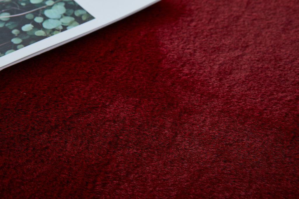 5' x 8' Red Faux Fur Shag Washable Non Skid Area Rug