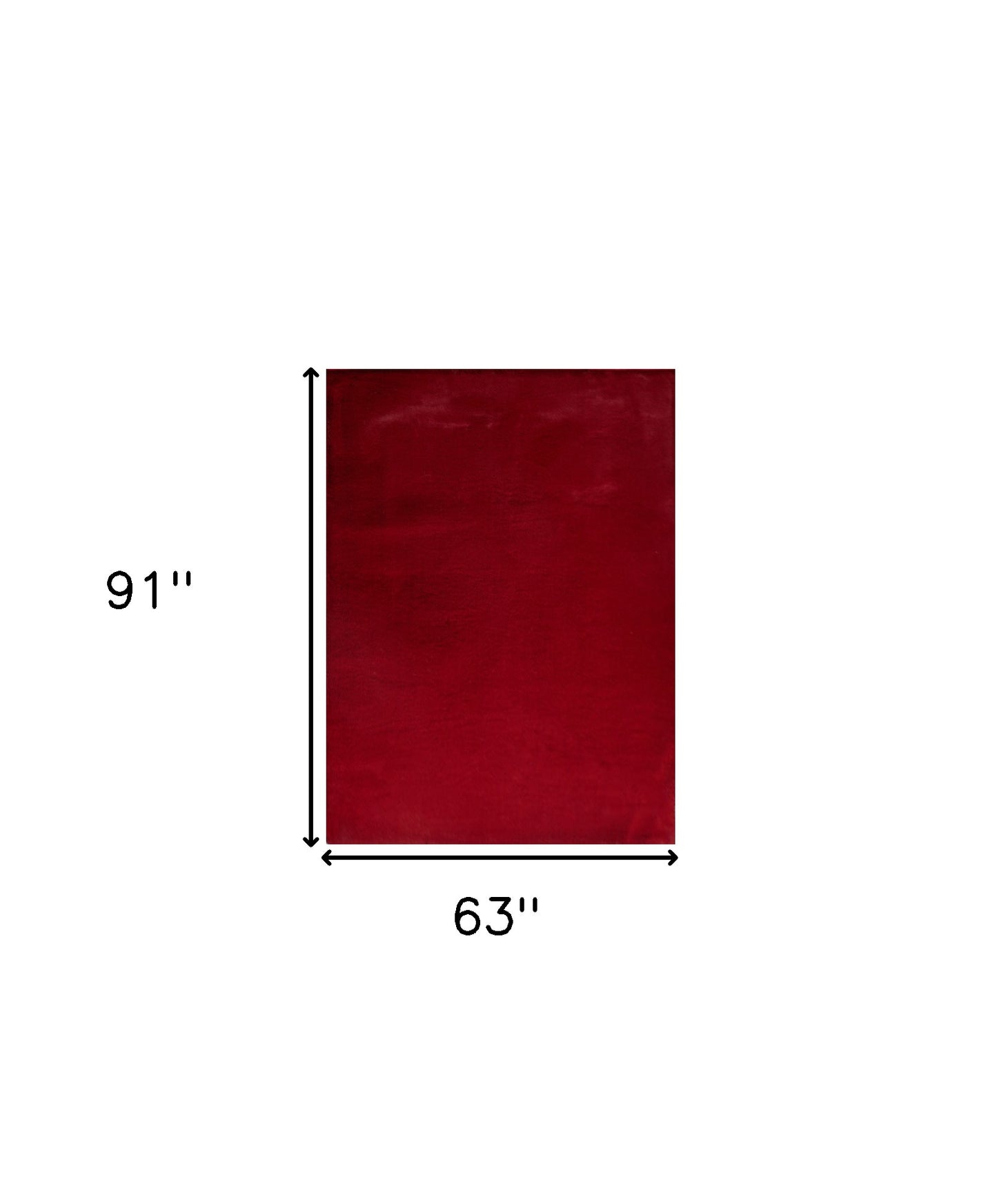 5' x 8' Red Faux Fur Shag Washable Non Skid Area Rug