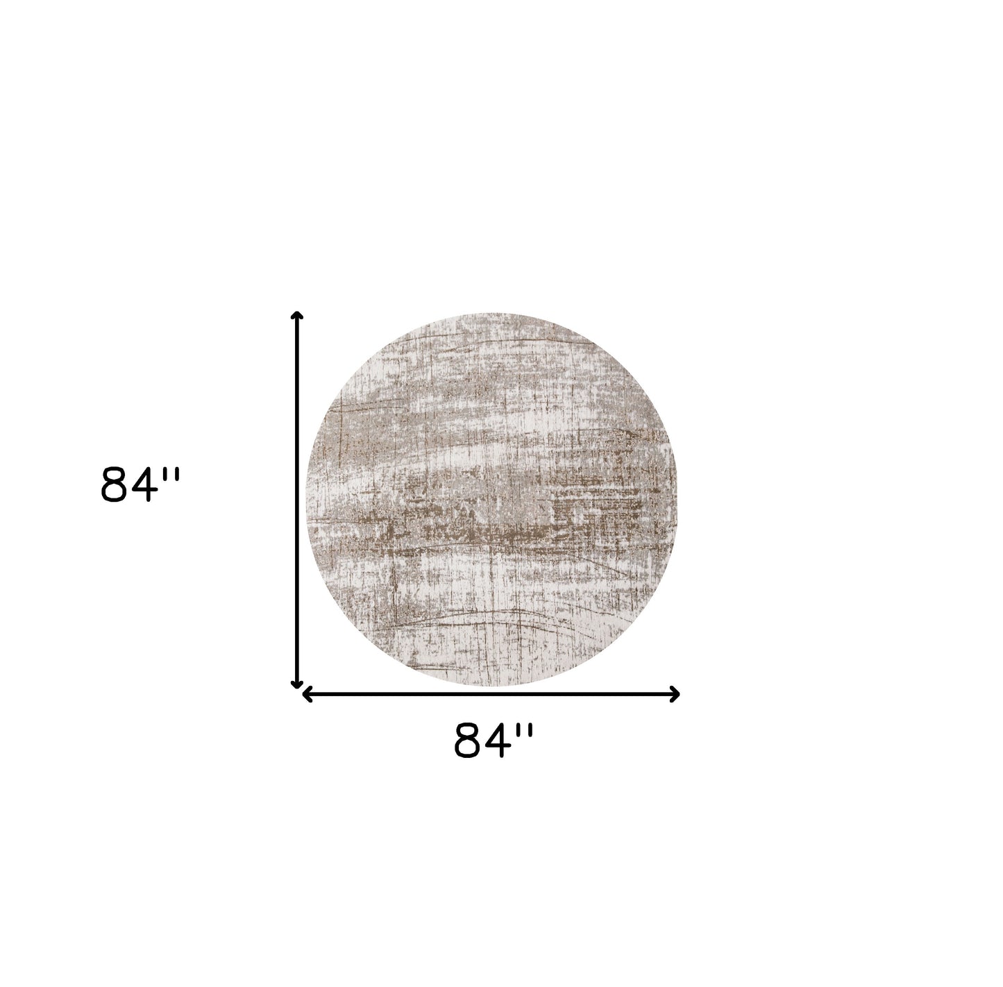 8' Gray and Beige Round Abstract Non Skid Area Rug