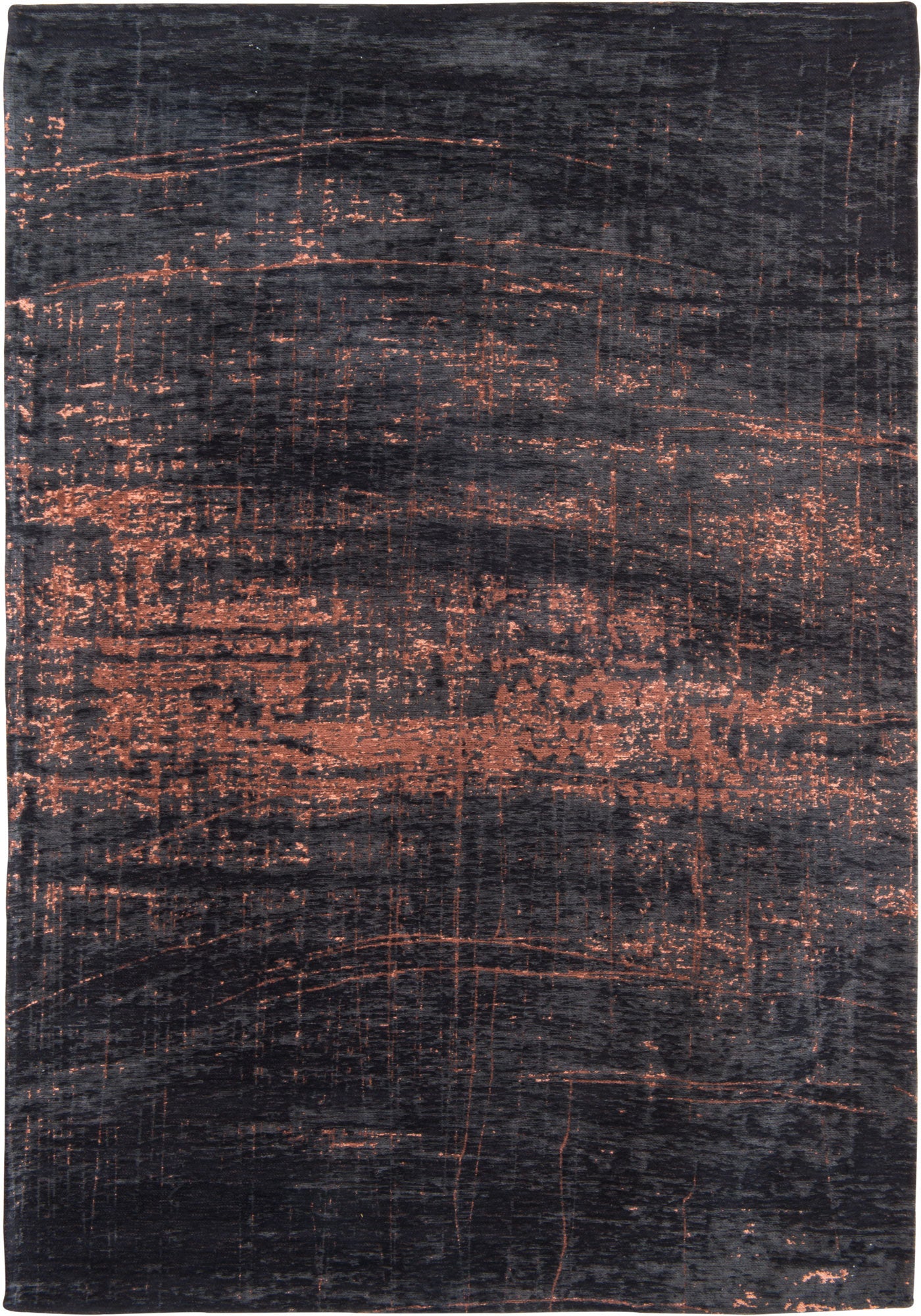 8' Black and Gold Round Abstract Non Skid Area Rug