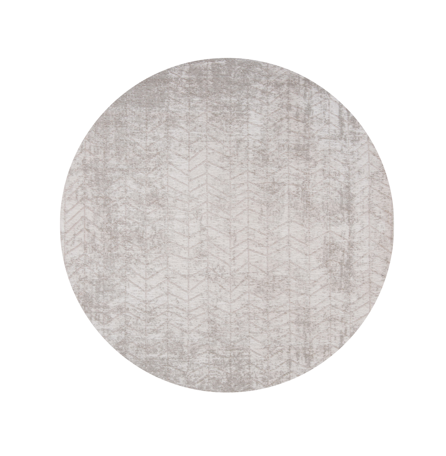 8' Gray and White Round Chevron Non Skid Area Rug