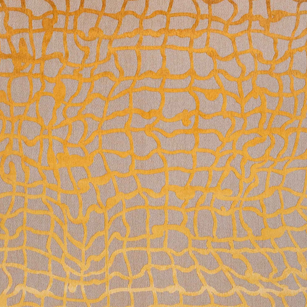 8' Gray and Orange Round Abstract Non Skid Area Rug