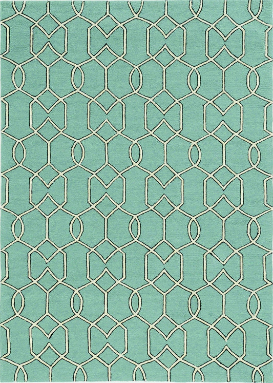 7' X 10' Green Moroccan Indoor Outdoor Area Rug