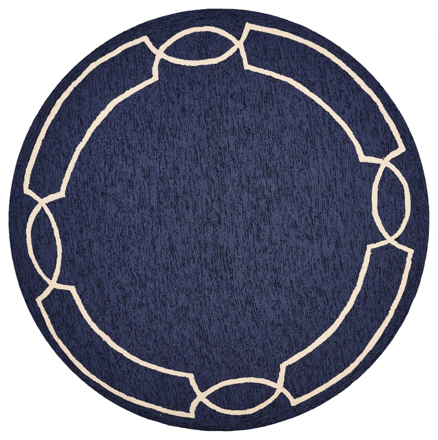 5'X7' Ocean Blue Hand Hooked Uv Treated Bordered Indoor Outdoor Area Rug