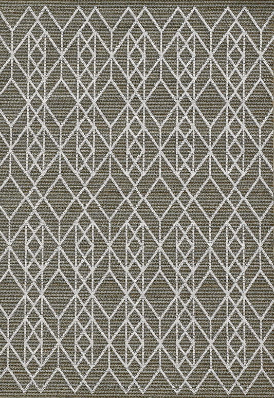 4'X6' Grey Machine Woven Uv Treated Geometric Indoor Outdoor Area Rug