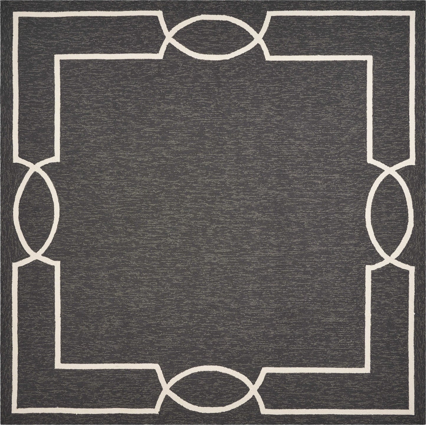 5'X7' Grey Hand Hooked Uv Treated Distressed Traditional Floral Indoor Outdoor Area Rug