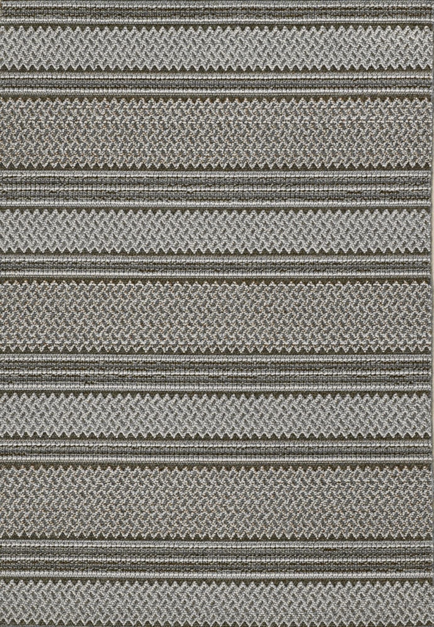 8' Grey Machine Woven Uv Treated Awning Stripes Indoor Outdoor Runner Rug