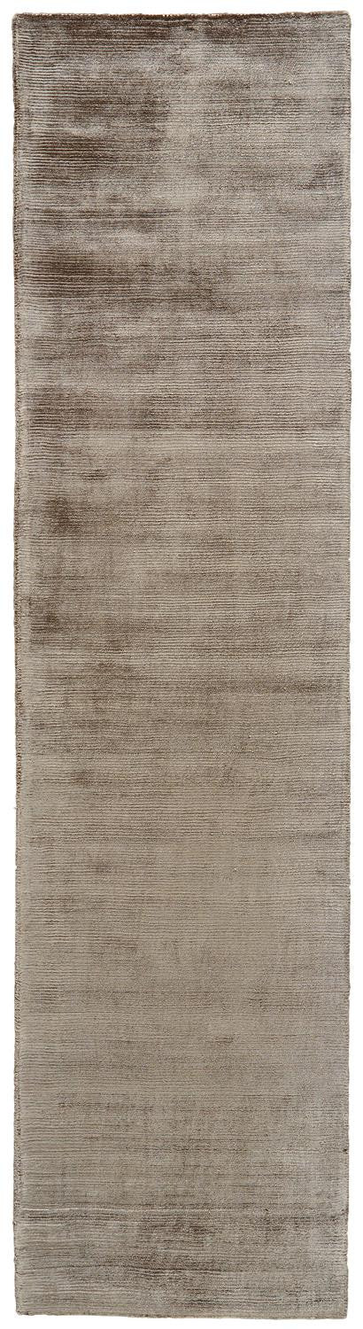10' Ivory and Tan Hand Woven Runner Rug