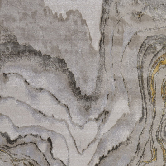 8' x 11' Gold and Ivory Abstract Area Rug