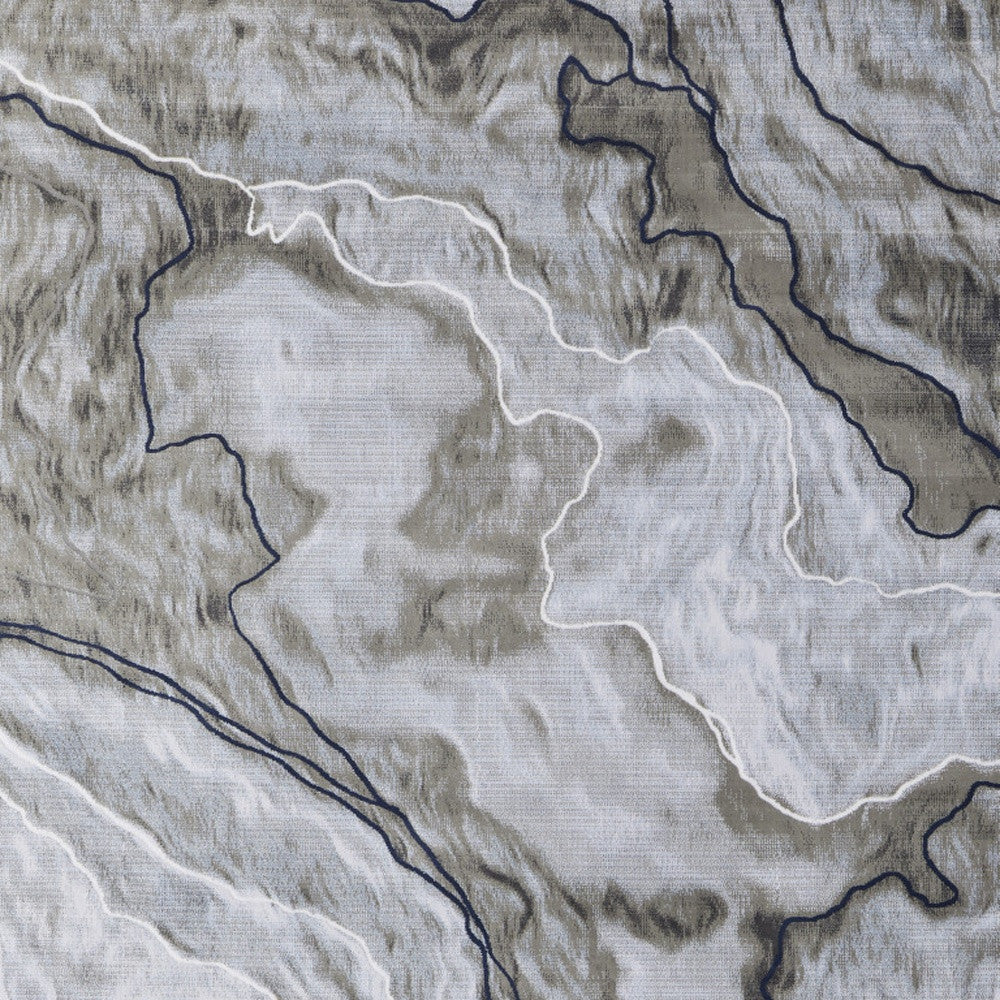 8' x 11' Ivory Blue and Gray Abstract Power Loom Area Rug