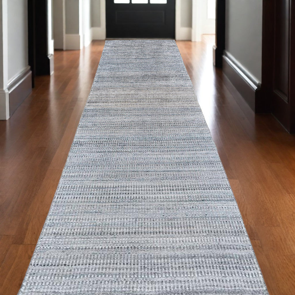 10' Gray and Purple Ombre Hand Woven Runner Rug
