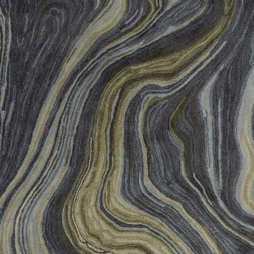 4' x 6' Blue and Green Abstract Hand Tufted Area Rug