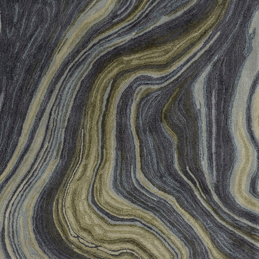 9' x 12' Blue and Green Abstract Hand Tufted Area Rug