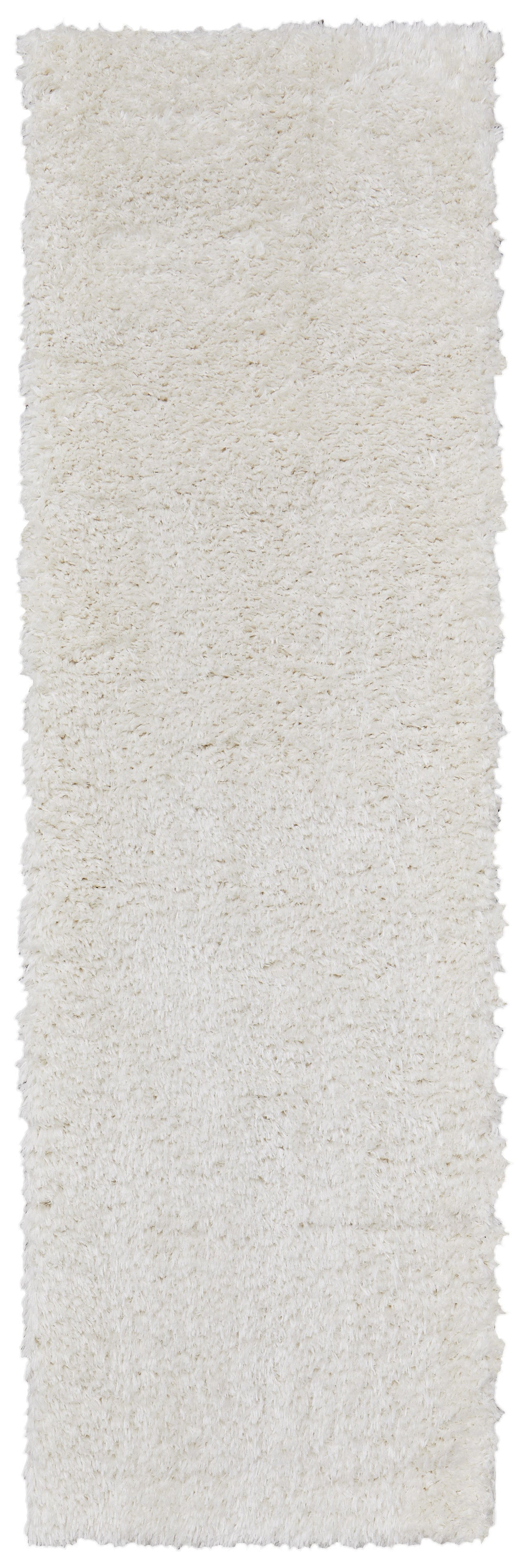 8' White Shag Power Loom Runner Rug