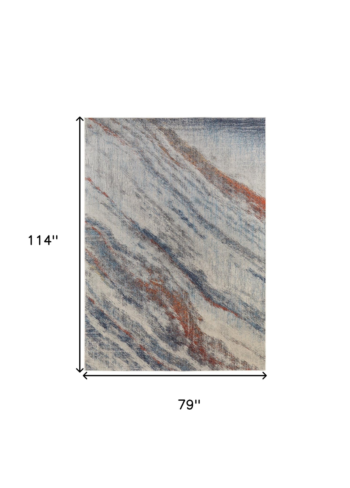 7' x 10' Ivory Blue and Orange Abstract Power Loom Area Rug