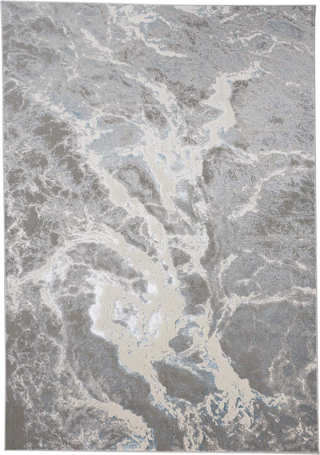 12' x 15' Gray and Ivory Abstract Power Loom Area Rug