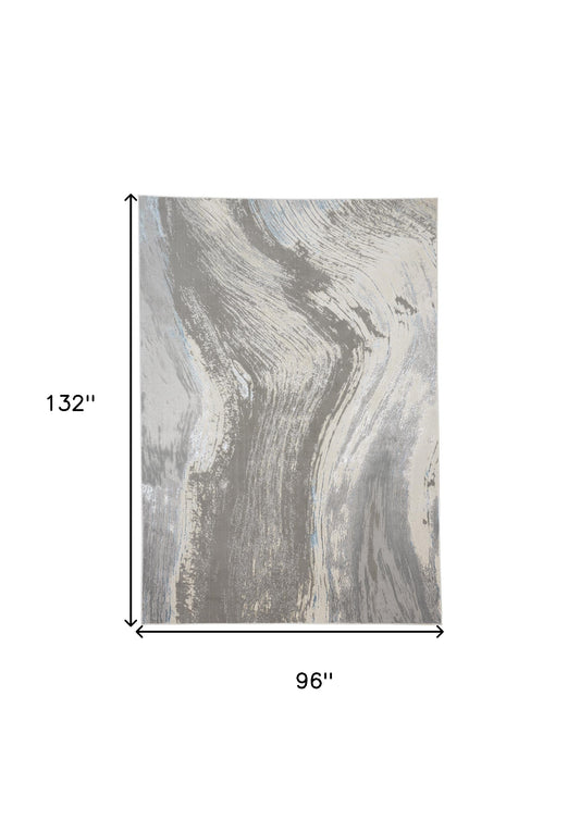 8' x 11' Blue and Gray Abstract Power Loom Area Rug